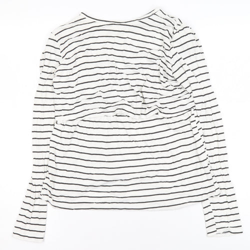 Boohoo Women’s White Striped Long Sleeve Jersey T-Shirt UK 10