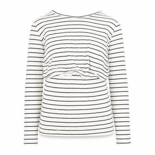 Boohoo Women’s White Striped Long Sleeve Jersey T-Shirt UK 10