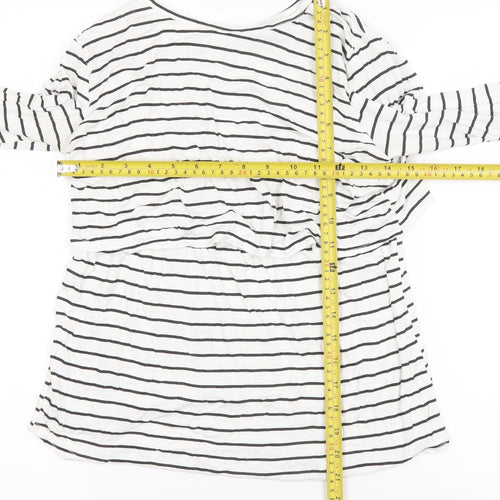 Boohoo Women’s White Striped Long Sleeve Jersey T-Shirt UK 10