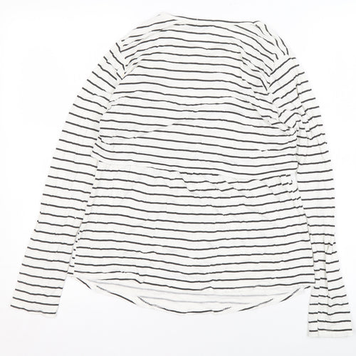 Boohoo Women’s White Striped Long Sleeve Jersey T-Shirt UK 10
