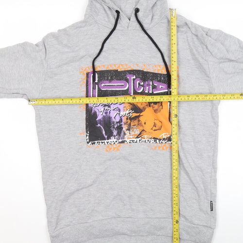 Gotcha Women Grey Pullover Hoodie Medium Graphic Print Cotton Blend