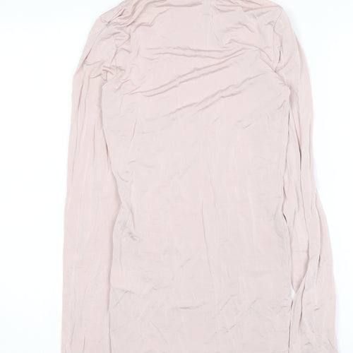 H&M Women Pink Roll Neck Long Sleeve Stretch Jersey Top Size 6