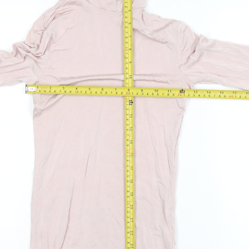 H&M Women Pink Roll Neck Long Sleeve Stretch Jersey Top Size 6