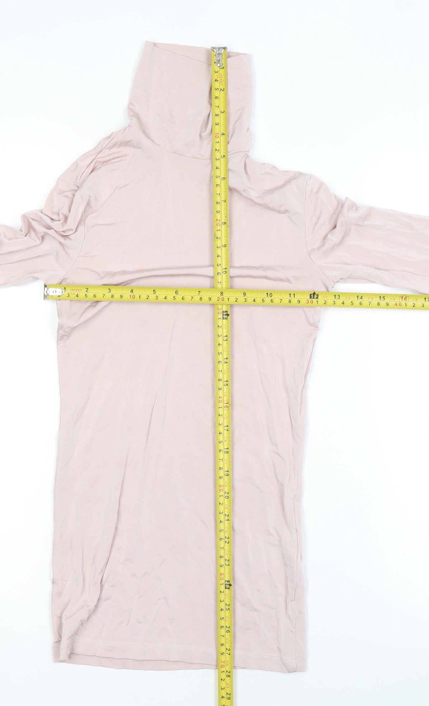H&M Women Pink Roll Neck Long Sleeve Stretch Jersey Top Size 6