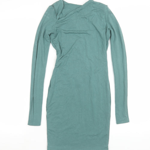Oh Polly Women’s Green UK 6 Bodycon Long Sleeve Backless Dress