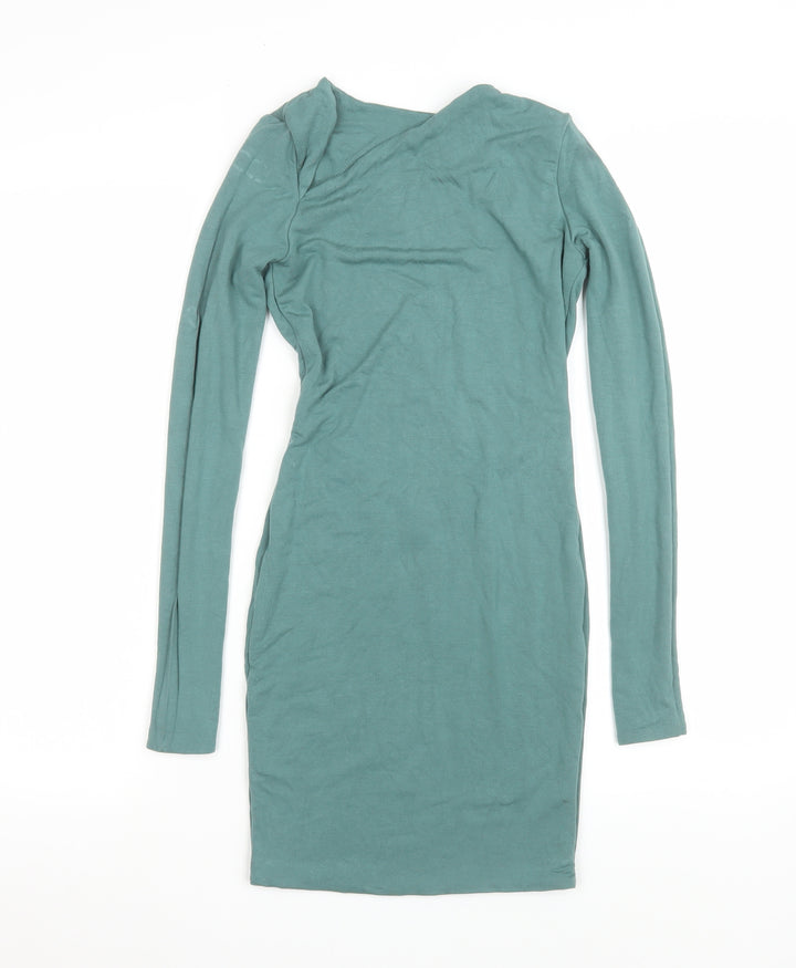 Oh Polly Women’s Green UK 6 Bodycon Long Sleeve Backless Dress