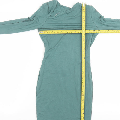 Oh Polly Women’s Green UK 6 Bodycon Long Sleeve Backless Dress