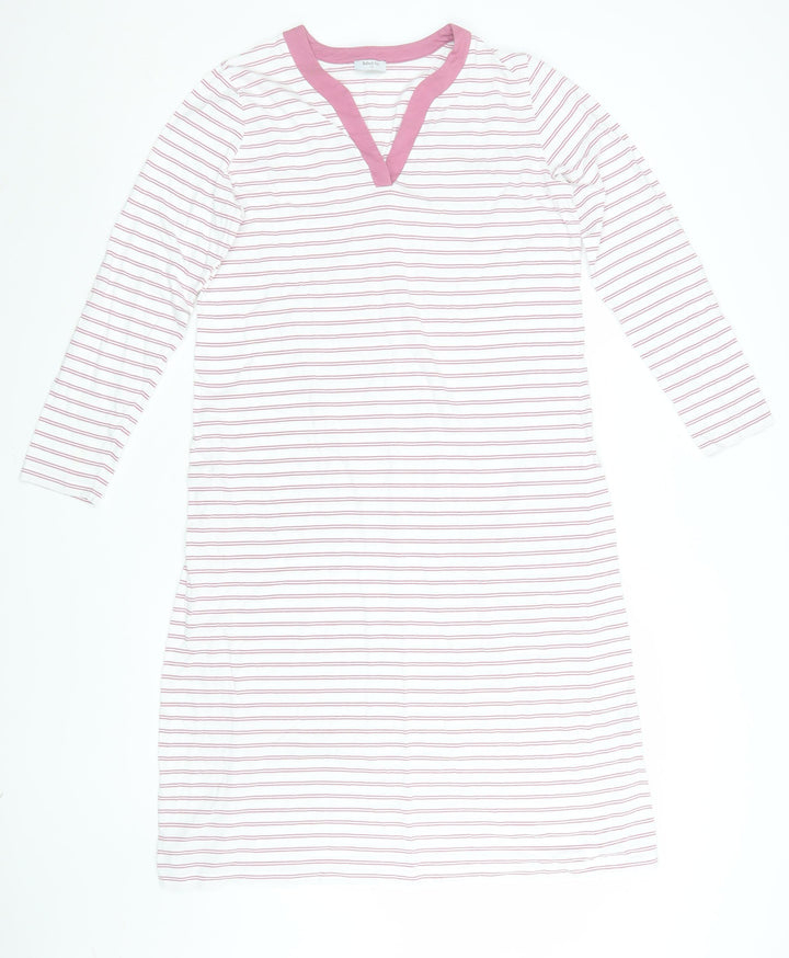 Bella di Notte Women Pink Striped Cotton T-Shirt Dress Size 12