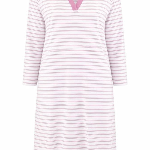 Bella di Notte Women Pink Striped Cotton T-Shirt Dress Size 12