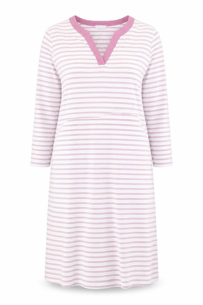 Bella di Notte Women Pink Striped Cotton T-Shirt Dress Size 12