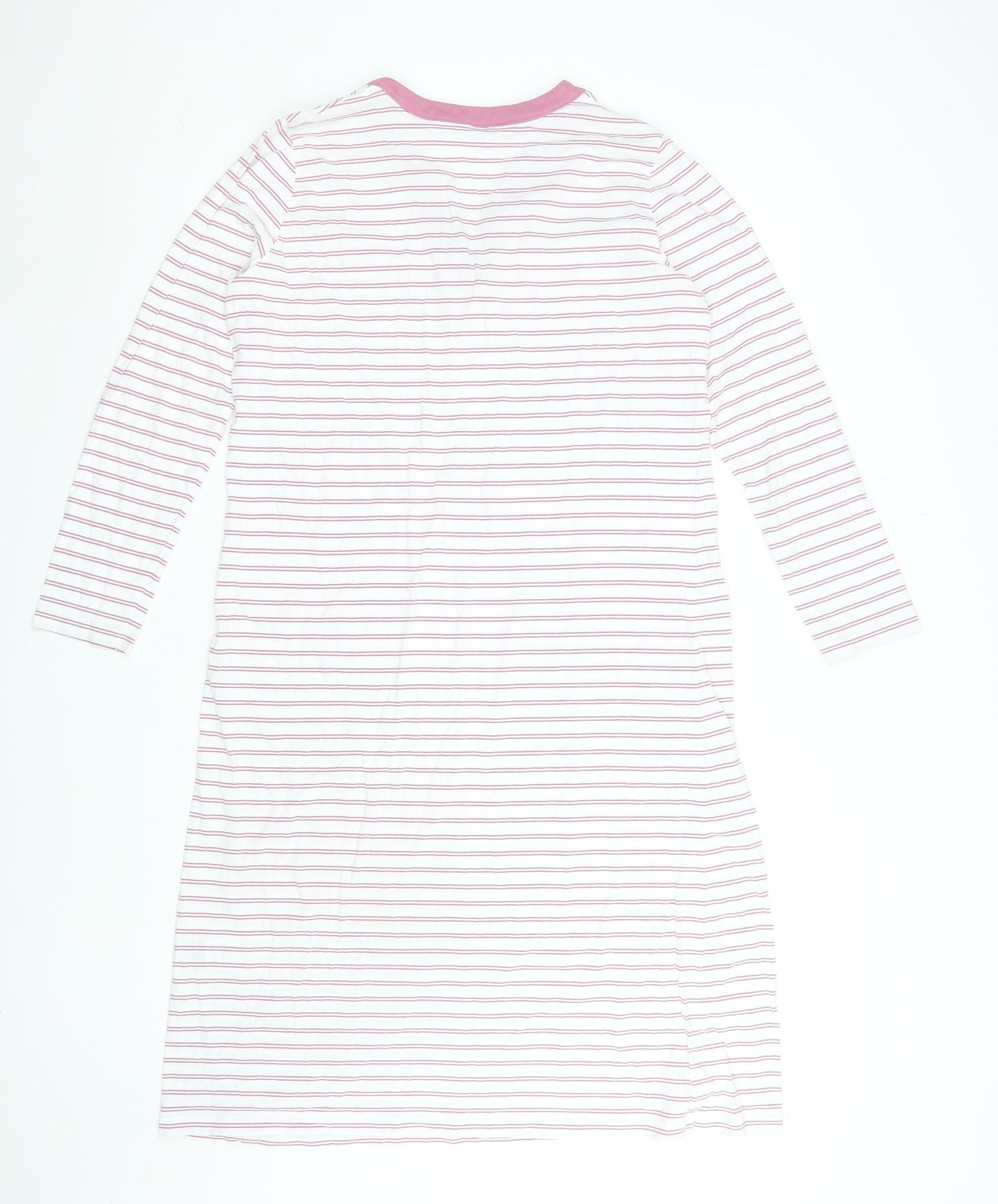 Bella di Notte Women Pink Striped Cotton T-Shirt Dress Size 12
