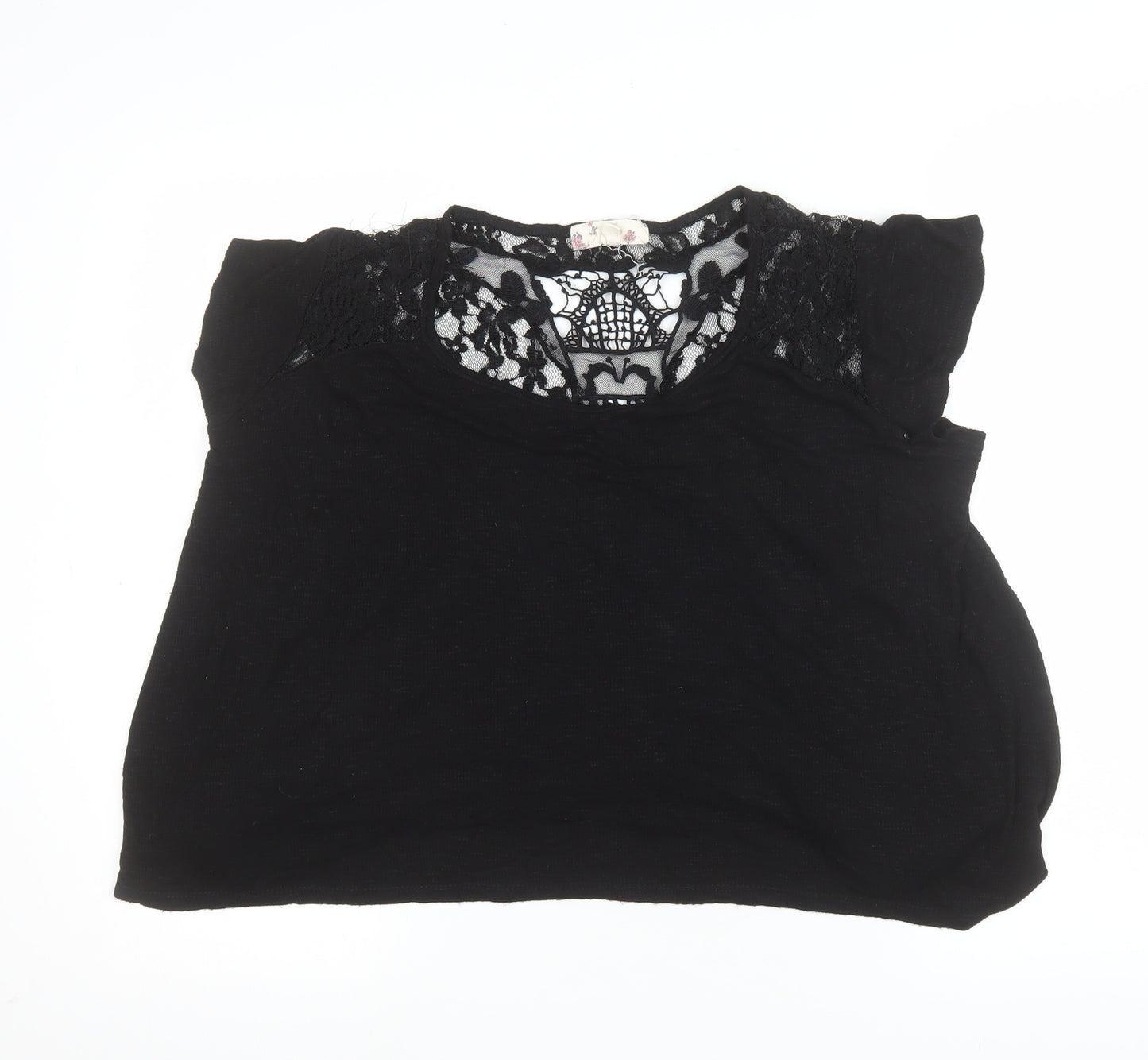 Hippie Rose Women’s Black Lace Detail Bohemian Blouse L