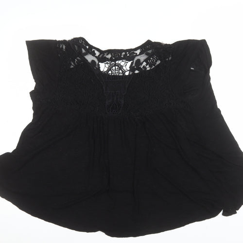 Hippie Rose Women’s Black Lace Detail Bohemian Blouse L