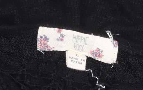 Hippie Rose Women’s Black Lace Detail Bohemian Blouse L