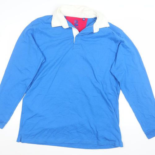 Old Salt Men's Blue Long Sleeve Rugby Polo Shirt 2XL Cotton