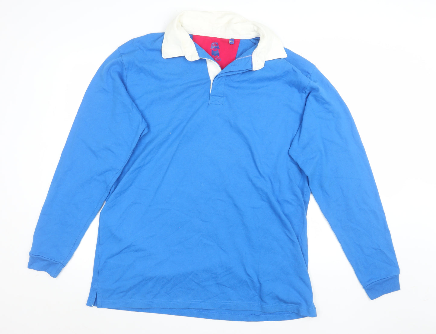 Old Salt Men's Blue Long Sleeve Rugby Polo Shirt 2XL Cotton