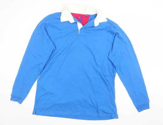 Old Salt Men's Blue Long Sleeve Rugby Polo Shirt 2XL Cotton