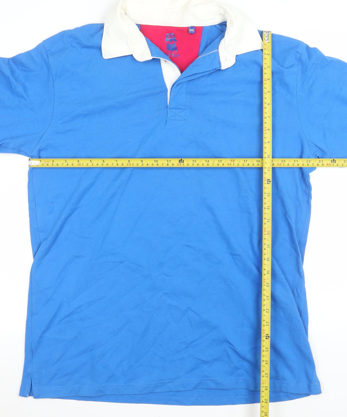 Old Salt Men's Blue Long Sleeve Rugby Polo Shirt 2XL Cotton