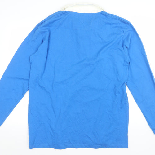 Old Salt Men's Blue Long Sleeve Rugby Polo Shirt 2XL Cotton