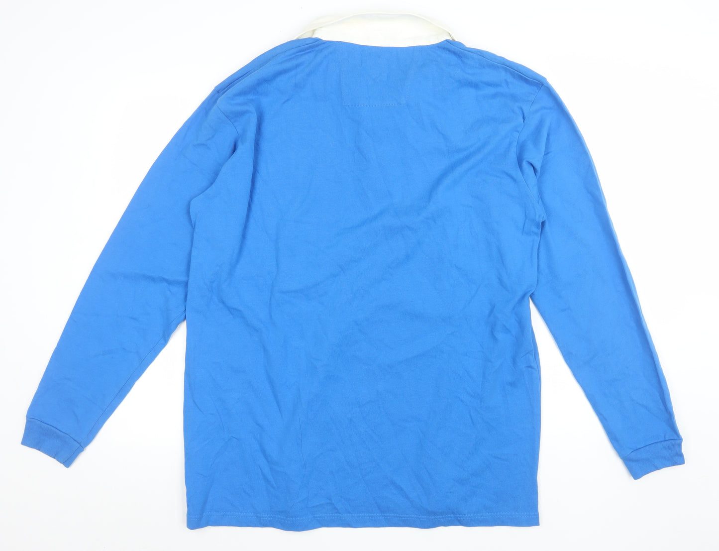 Old Salt Men's Blue Long Sleeve Rugby Polo Shirt 2XL Cotton