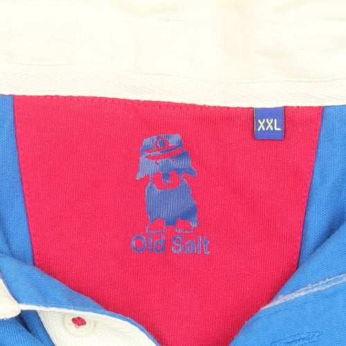 Old Salt Men's Blue Long Sleeve Rugby Polo Shirt 2XL Cotton
