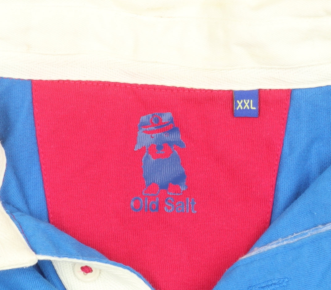 Old Salt Men's Blue Long Sleeve Rugby Polo Shirt 2XL Cotton