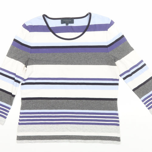 Viyella Petites Women's Multicoloured Striped Cotton 3/4 Sleeve T-Shirt M