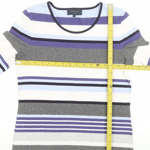 Viyella Petites Women's Multicoloured Striped Cotton 3/4 Sleeve T-Shirt M