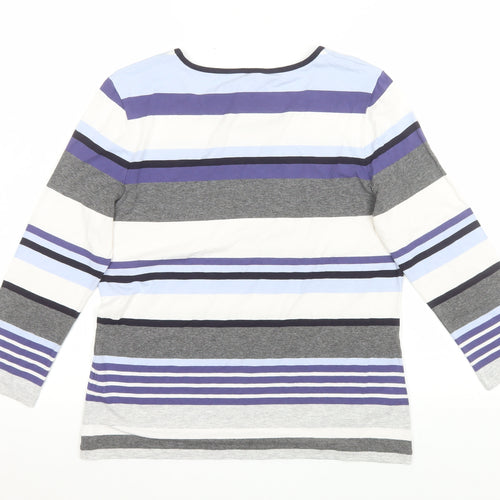Viyella Petites Women's Multicoloured Striped Cotton 3/4 Sleeve T-Shirt M