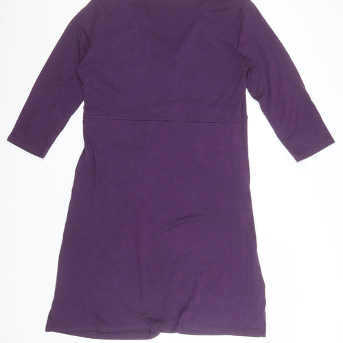 Kaliko Women's Purple Jersey V-Neck Knee Length Dress Size 6