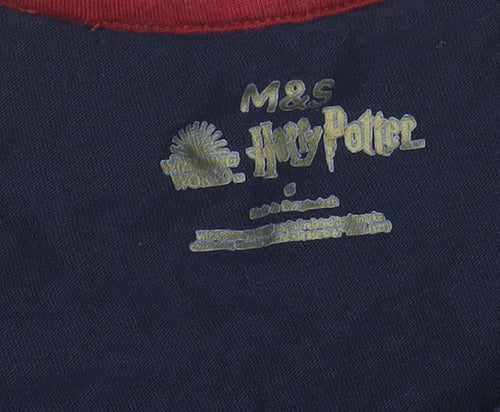 Marks and Spencer Boys Navy Hogwarts Pyjama Top Long Sleeve 8-9 Years