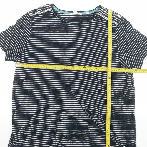 White Stuff Women's Blue Striped Cotton T-Shirt Size 18