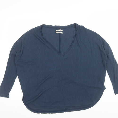 Urban Outfitters Women's Blue V-Neck Long Sleeve Relaxed Top XS