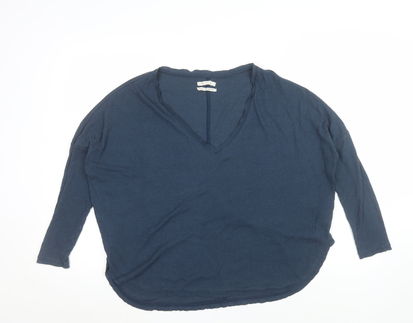 Urban Outfitters Women's Blue V-Neck Long Sleeve Relaxed Top XS