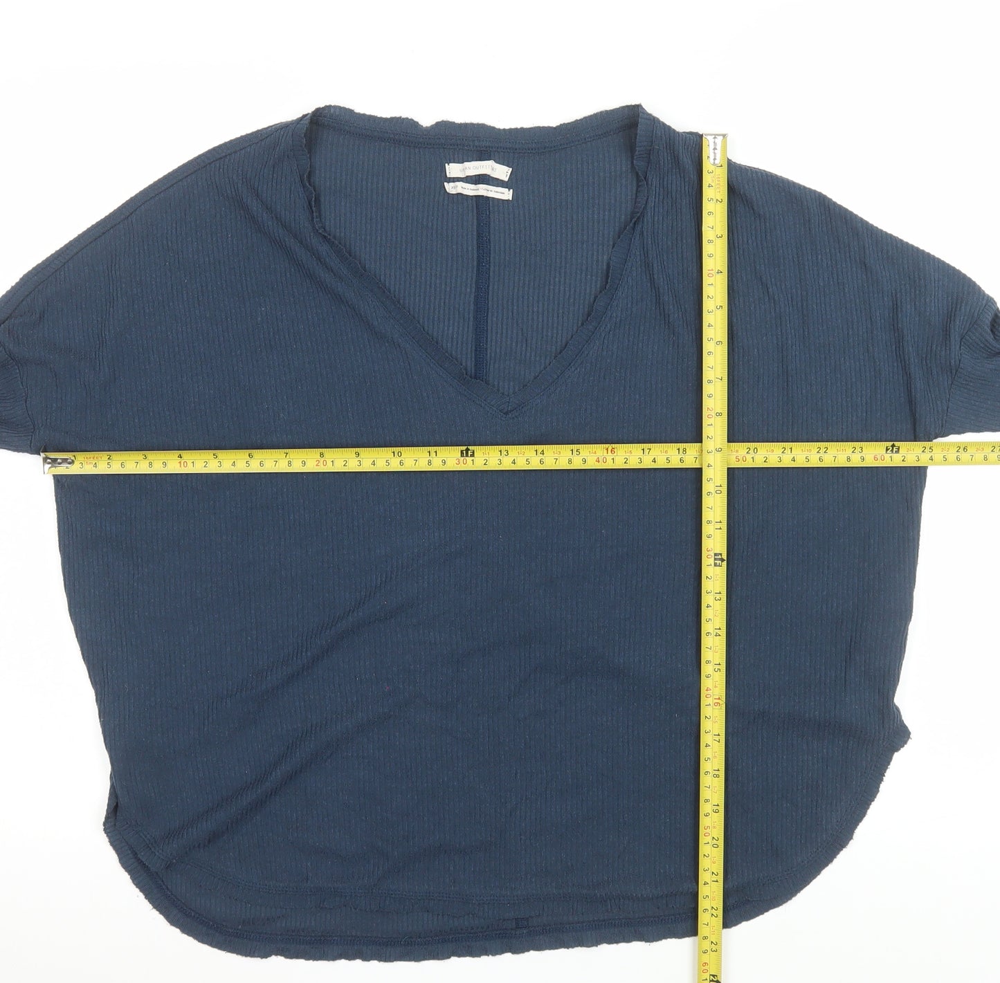 Urban Outfitters Women's Blue V-Neck Long Sleeve Relaxed Top XS