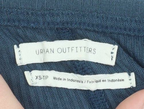 Urban Outfitters Women's Blue V-Neck Long Sleeve Relaxed Top XS