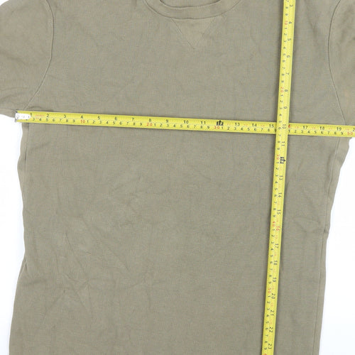 Zara Men's Beige Cotton Crew Neck Long Sleeve Pullover Sweatshirt L