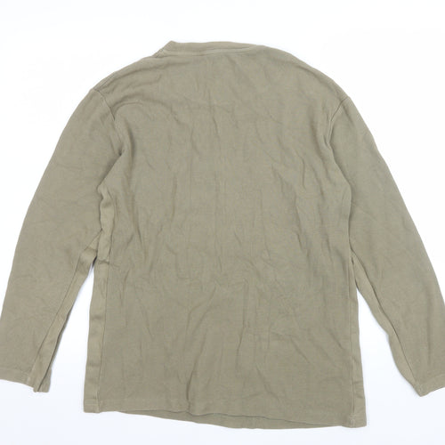 Zara Men's Beige Cotton Crew Neck Long Sleeve Pullover Sweatshirt L