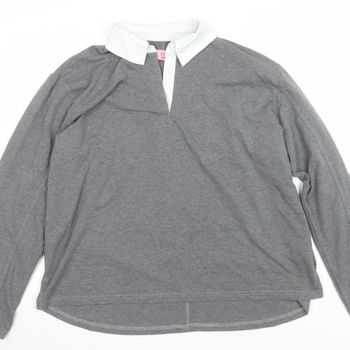 NESAA Women Grey Collared Long Sleeve Button-Up Top M