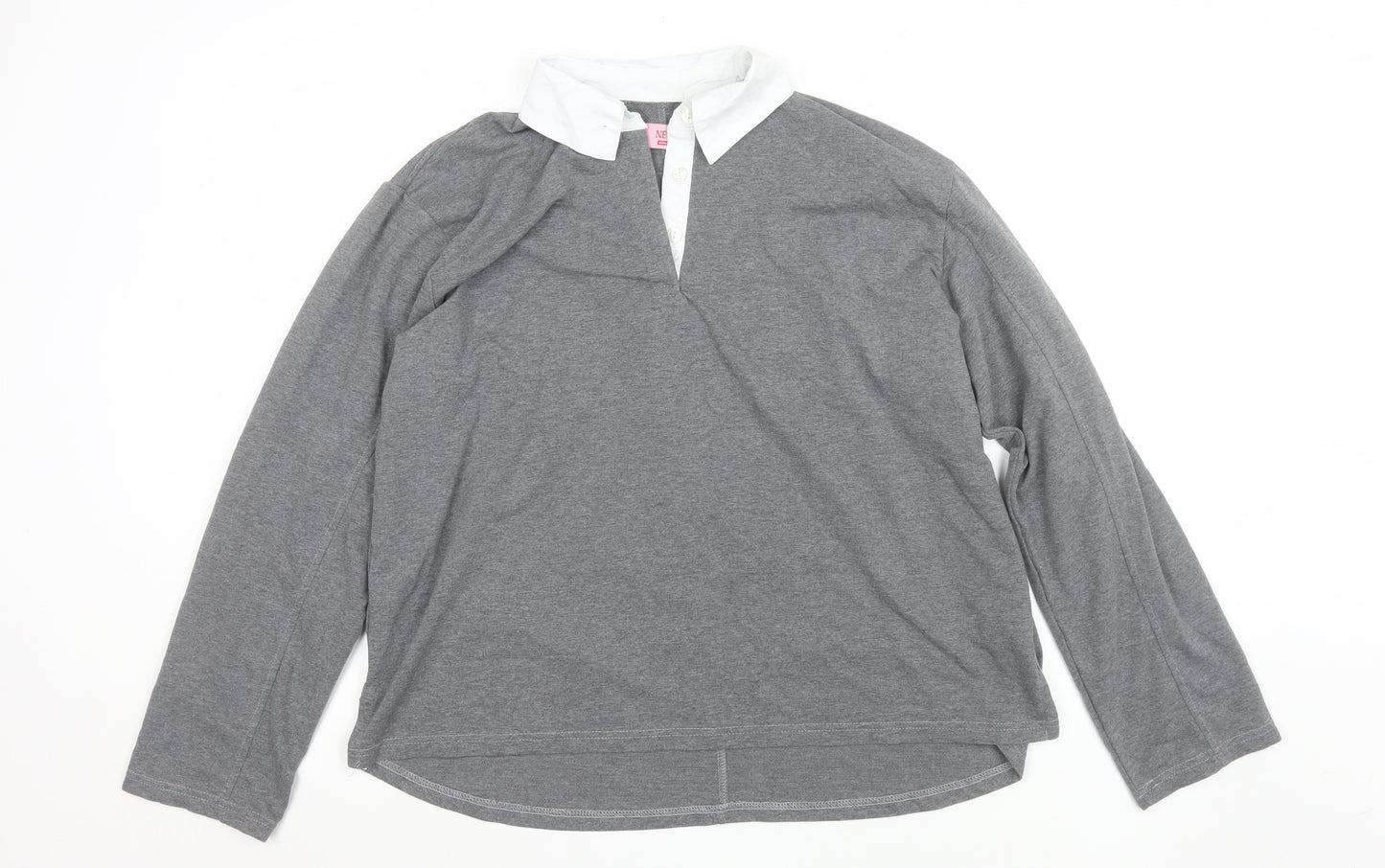 NESAA Women Grey Collared Long Sleeve Button-Up Top M