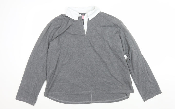 NESAA Women Grey Collared Long Sleeve Button-Up Top M