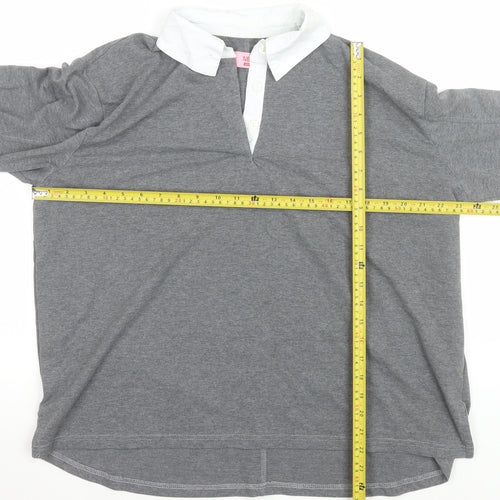 NESAA Women Grey Collared Long Sleeve Button-Up Top M