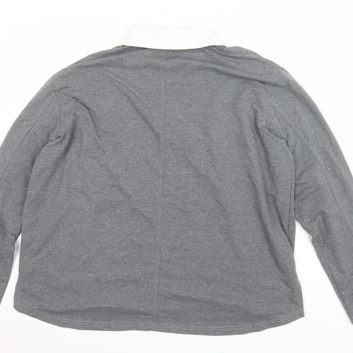NESAA Women Grey Collared Long Sleeve Button-Up Top M