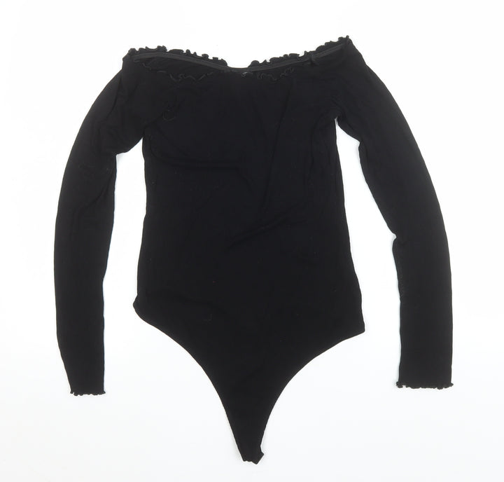 ASOS Women’s Black Off Shoulder Long Sleeve Bodysuit UK 12