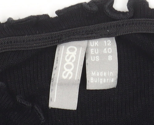 ASOS Women’s Black Off Shoulder Long Sleeve Bodysuit UK 12