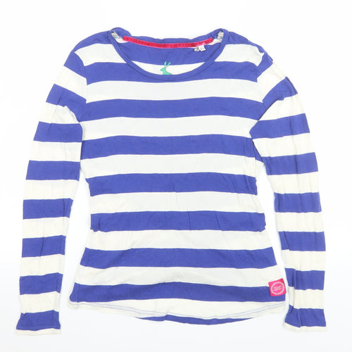 Joules Women Blue White Striped Long Sleeve Cotton T-Shirt Size 12