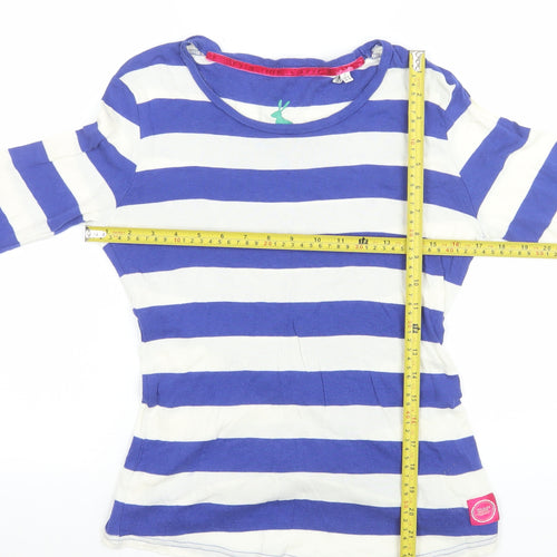 Joules Women Blue White Striped Long Sleeve Cotton T-Shirt Size 12