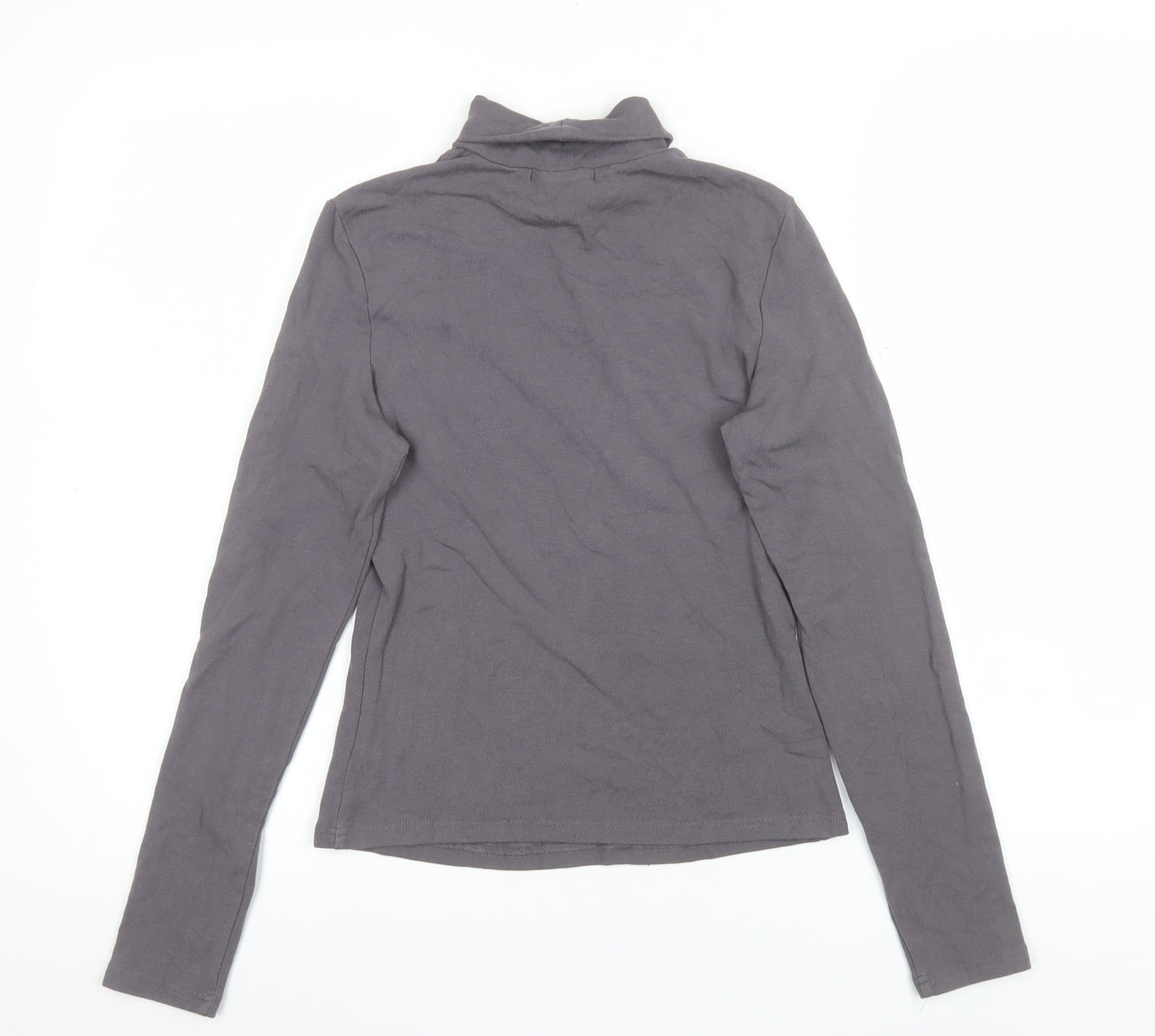 Cider Womens Grey Roll Neck Long Sleeve Slim Fit Jersey Top Size S