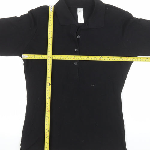 B&C Collection Women's Black Long Sleeve Cotton Polo Top M