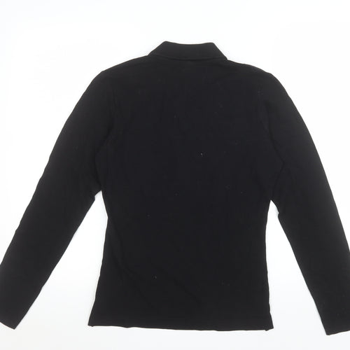 B&C Collection Women's Black Long Sleeve Cotton Polo Top M